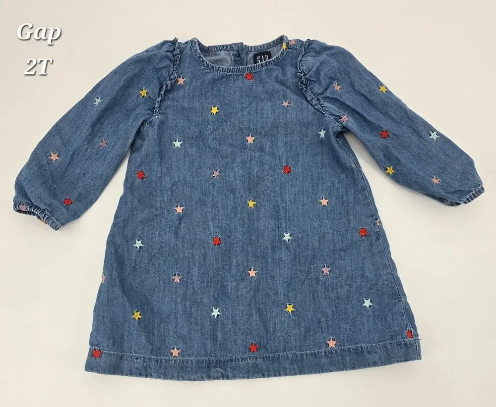 GAP‎ Denim Star Embroidered Dress 2T